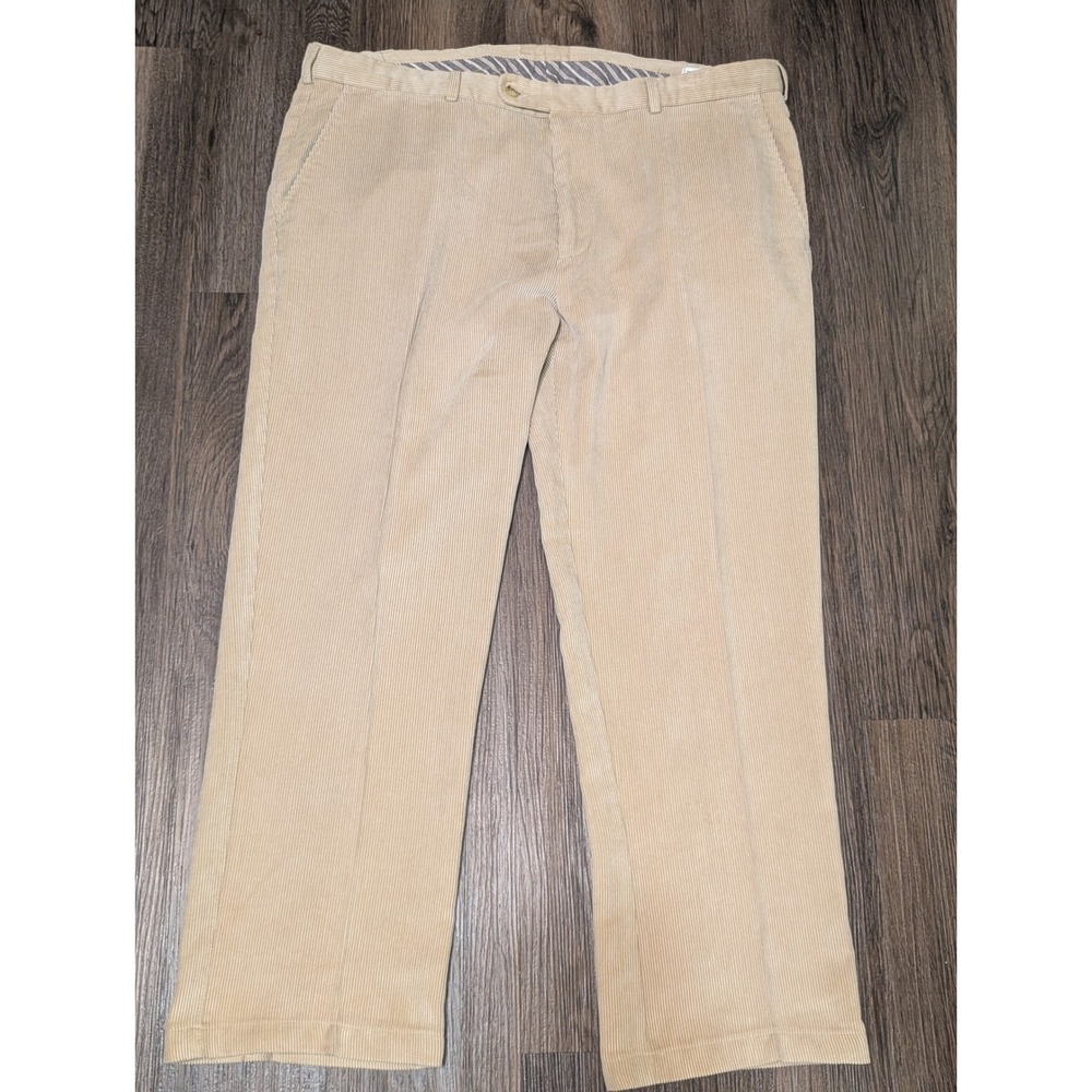 Peter Millar Nanoluce Corduroy Pants Mens Size 38 Tan Khaki Flat Front Preppy